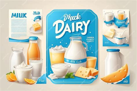 Dairy poster Milk products ads placard decent vector template | Premium ...