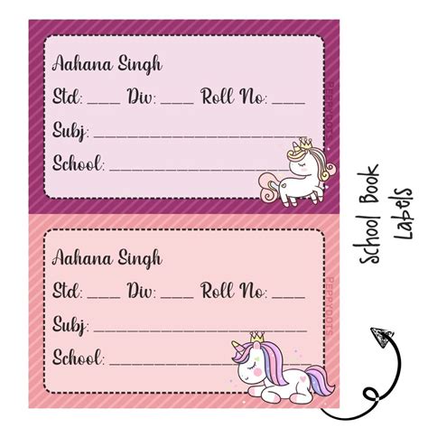 School Book Label - Cute Unicorn – Popup Kids
