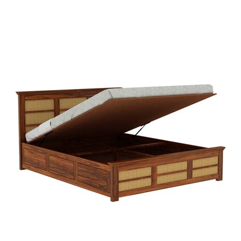 Syrus Solid Sheesham Wood Cane Bed With Hydraulic Storage Bed - 3 Year ...
