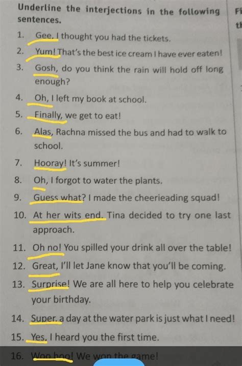 underline the interjections in the following sentence - Brainly.in