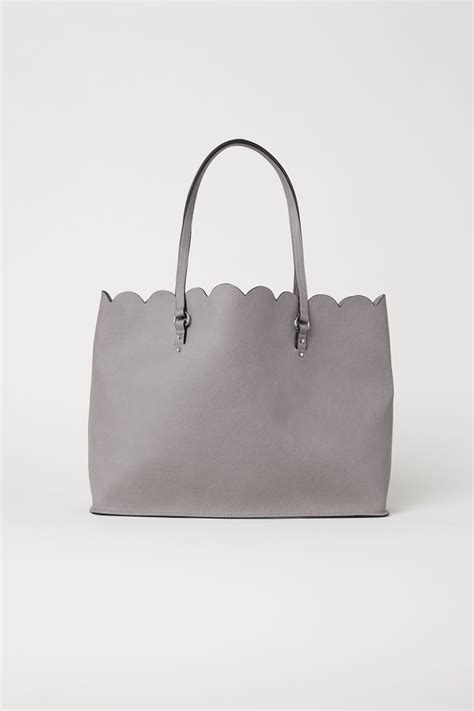 Scallop-edged shopper - Grey - Ladies | H&M IN