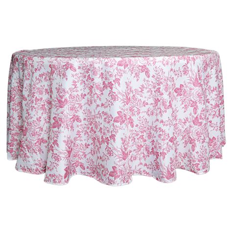 French Toile 120" Round Tablecloth - Pink - CV Linens™