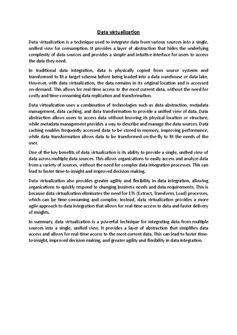 Data virtualization - Data virtualization Data virtualization is a ...