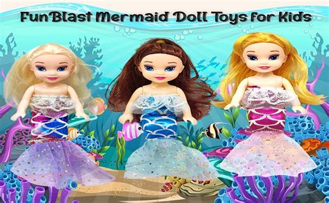 FunBlast Mermaid Doll Toys for Kids (Pack of 3 Pcs)- Doll Set for Girls ...