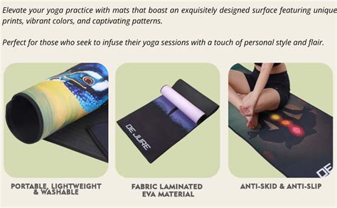 De Jure Fitness Printed Yoga Mat with Carrying Strap, Long & Wide, Anti ...