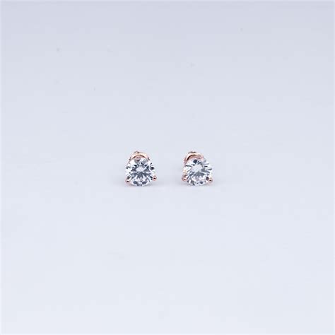 Trillion-Cut Solitaire CZ Stud Earrings in Rose Gold Plated 925 ...