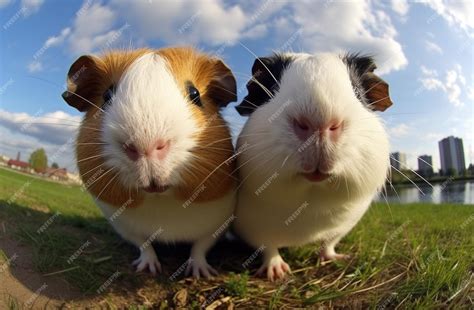 Premium Photo | Funny guinea pigs portrait