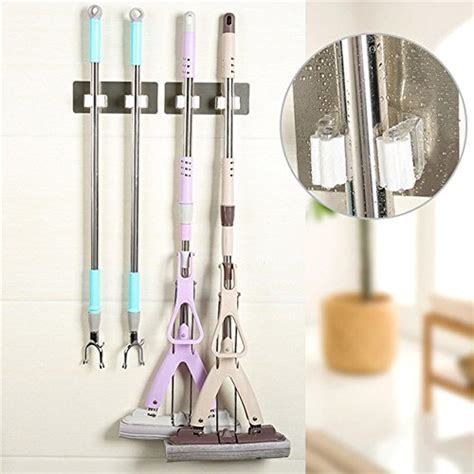 World2home Bathroom Sweeper Storage Holders Racks Wall Mounted Mop ...