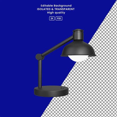 3d desk lamp on black, with transparent background psd | Premium PSD