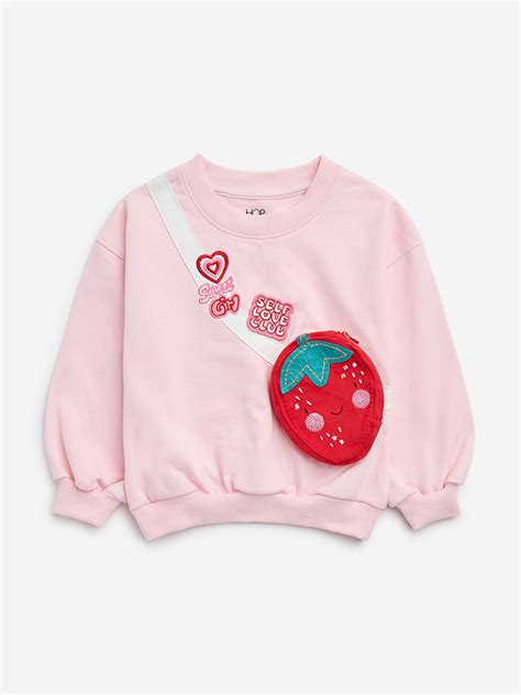 Buy HOP Kids Light Pink Pouch Detailed Sweatshirt from Westside