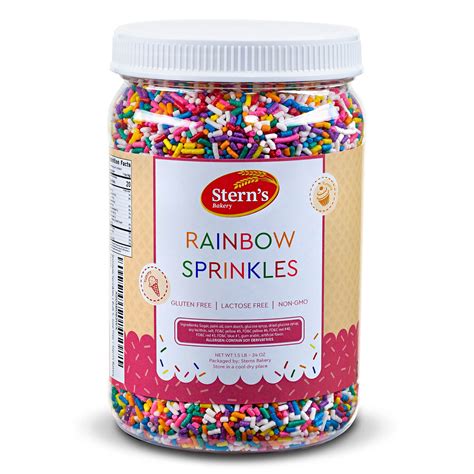Stern’s Bakery Rainbow Jimmies Sprinkles | 1.5 LB | Nut-Free, Gluten ...