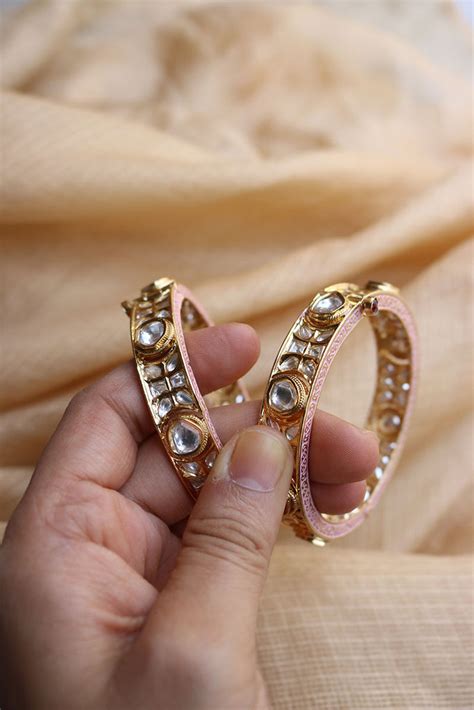 Kundan Light Pink set of 2 Kadas – zahana