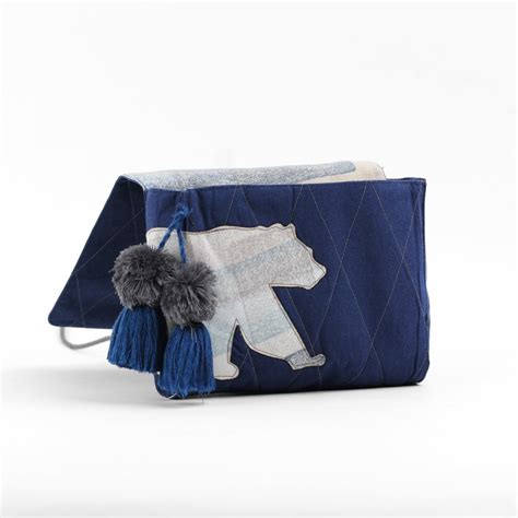 Gond Folk Bear - Blue Cable Pouch