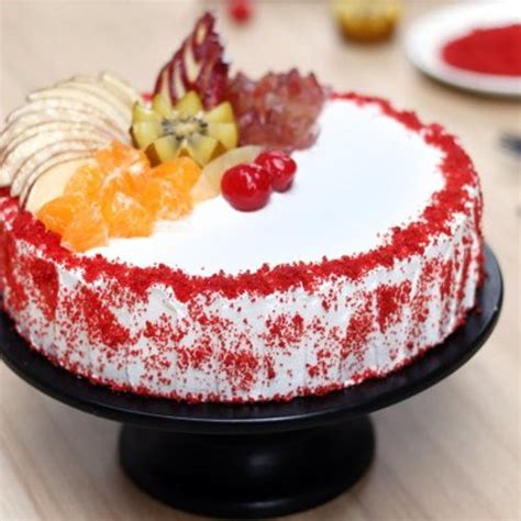 Red velvet fruit delight Cake Delivery Online | GoGift
