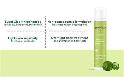 DOT & KEY Cica Niacinamide Moisturizer Gel Night Cream For Face with ...