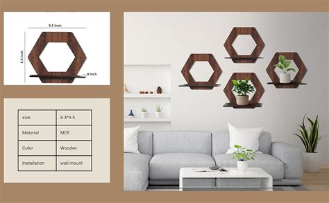 Rellon Industries Wall Mounted Shelf for Living Room Stylish MDF ...