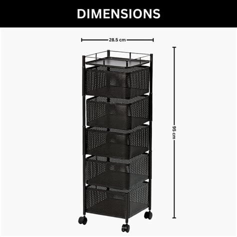 Buy HOME Metal 5-Tier Revolving Kitchen Storage Trolley from Luxe Home ...