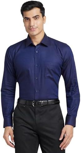 Raymond Men's Contemporary Fit Structure Pattern Pure Cotton Semi ...
