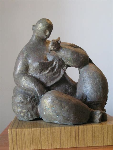 "Reading 2": Brown Sculpture (13x12x12) by Shankar Ghosh – ArtZolo.com
