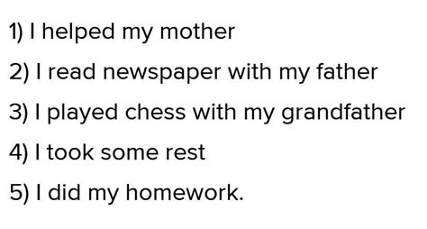What did you do last sunday? Write five sentences using simple past ...