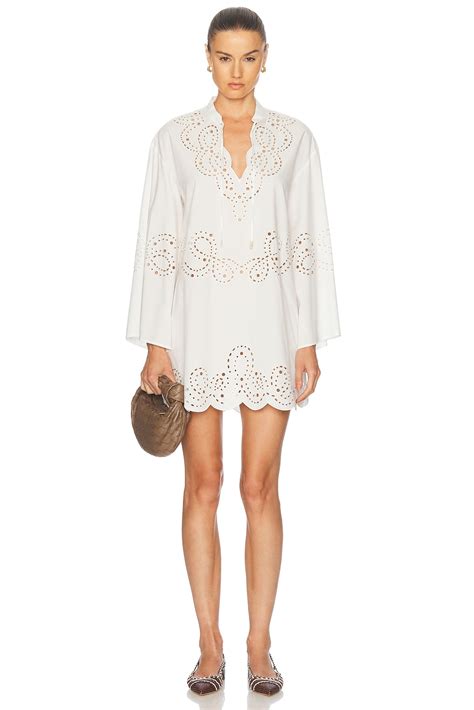 SIMKHAI Sarina Long Sleeve Mini Dress in White | FWRD