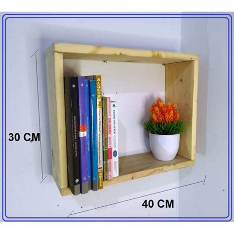Jual Rak Buku model kotak gantung ke dinding sistem rakit - natural ...