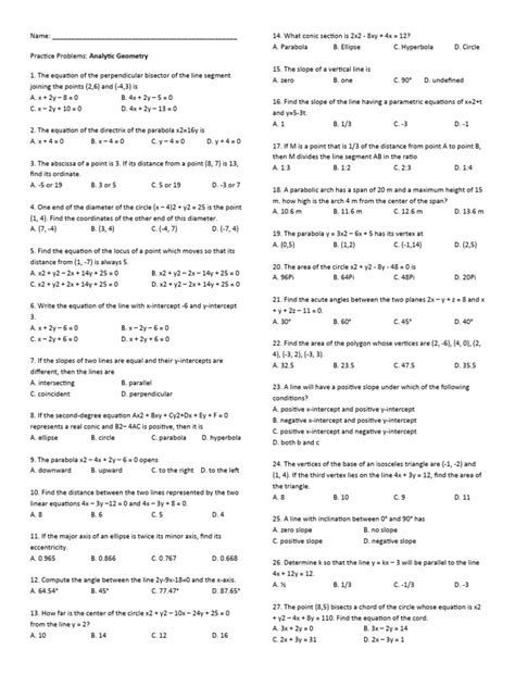 Analytical Geometry Practice Problems 的图像结果