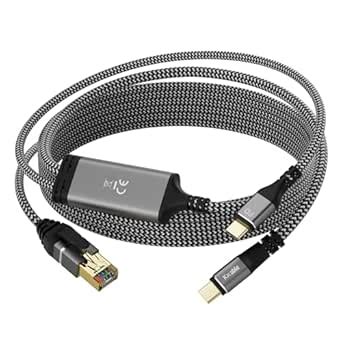 USB C to Ethernet Cable 6 FT, Type C to RJ45 Cord with USB-C Male 100W ...