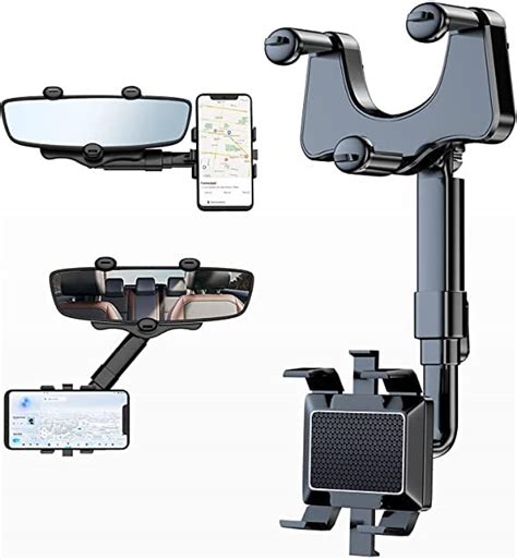 DSNS Car Rearview Mirror Phone Holder Mount 360 Degree Adjustable and ...