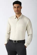 Buy Men Cream Regular Fit Full Sleeves Formal Shirt Online - 39690039 ...