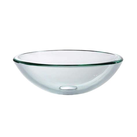 Buy 17 in. Glass Vessel Sink in Clear with Pop-Up Drain and Mounting ...