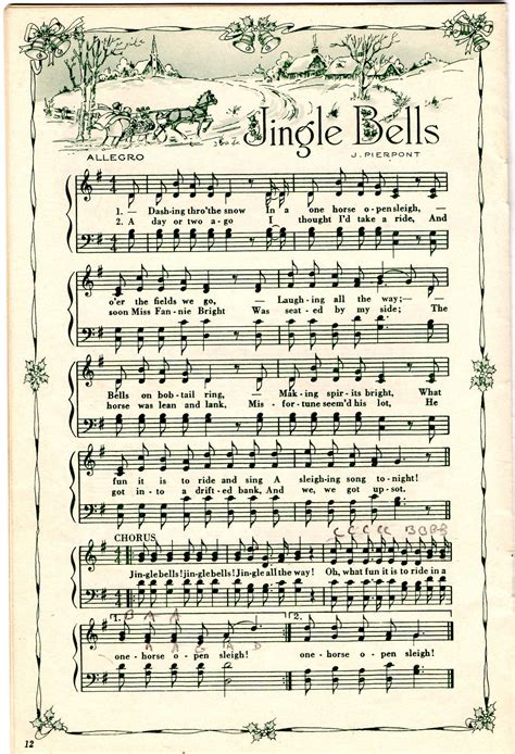 Printable Sheet Music Jingle Bells - Printable Calendars AT A GLANCE
