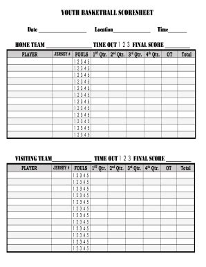 Fillable Online YOUTH BASKETBALL SCORESHEET Fax Email Print - pdfFiller