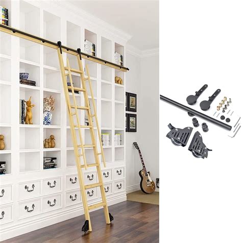 Rolling Library Ladder Hardware Kit - Sliding Library Ladder Round Tube ...