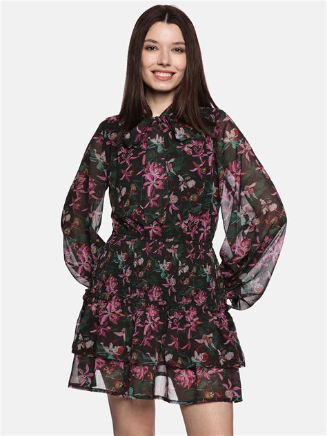 Buy Floral Multicolor Tie- Knot Smocked Dress | IS.U Fashion