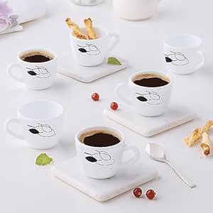 Buy Larah by BOROSIL Shadow Opalware Cup Set of 6 pcs | Tea/Coffee Cups ...