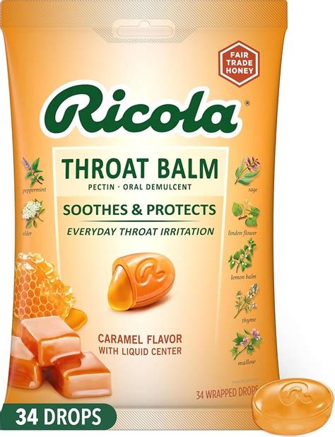 Amazon.com: Ricola Throat Balm Caramel Throat Drops with Liquid Center ...
