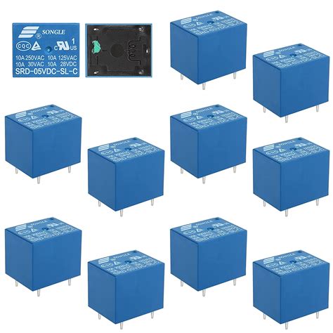Buy 12 Pieces 5 Pin PC Relay SRD-05VDC-SL-C Power Relay, 5 Pin ...