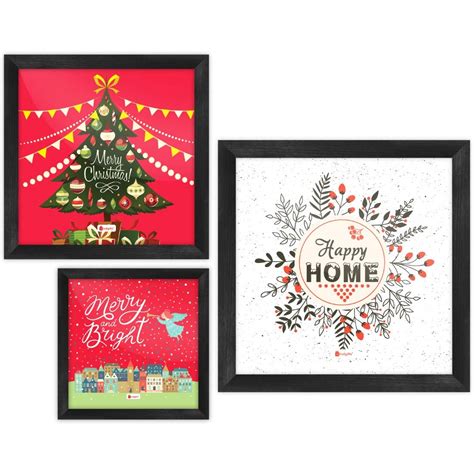 Indigifts Merry Christmas Digitally Printed Poster Frames Set of 3 ...