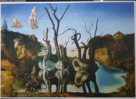 Swans Reflecting Elephants Salvador Dali Vintage Print 1997 | Swans