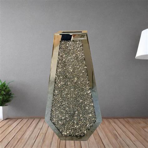 Xl Large Sparkle Diamond Crushed Crystal Silver Mirrored Floor Vase