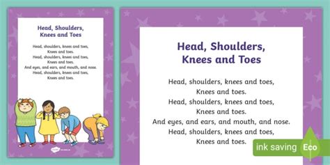 Head, Shoulders, Knees and Toes Rhyme - English