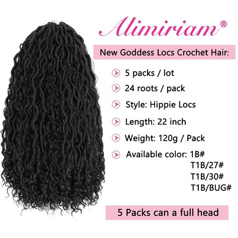 Buy 5 Packs Boho Goddess Locs Crochet Hair 22inch River Faux Locs ...