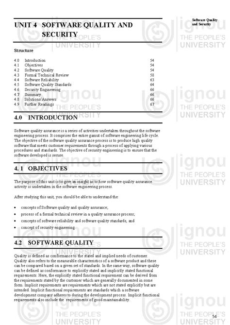 Software Engineering 4 - UNIT 4 SOFTWARE QUALITY AND SECURITY Structure ...
