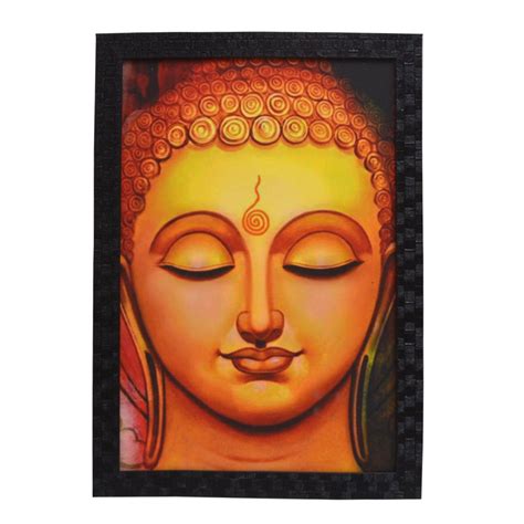WC Wooden Buddha Multi Color Laminated Painting (12X18) : Amazon.in ...