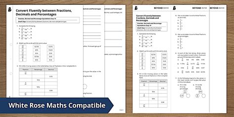 👉 Convert Fluently Between Fractions, Decimals and Percentages
