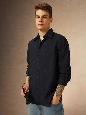 Buy Dennis Lingo Cotton Solid Long Sleeves Regular Fit Men Shirt (38 ...