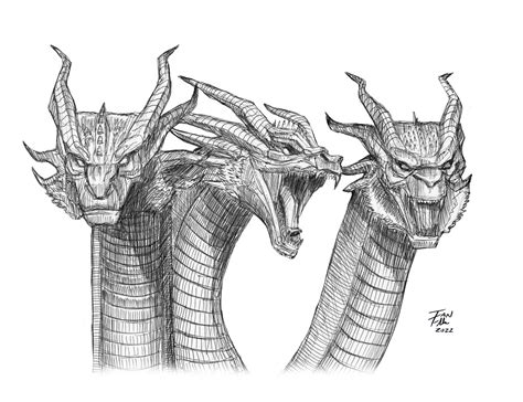 Three Headed Dragon Drawing