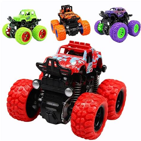 Khasala Brothers Mini Monster Truck Pull Back Cars Toys, 360 Degree ...