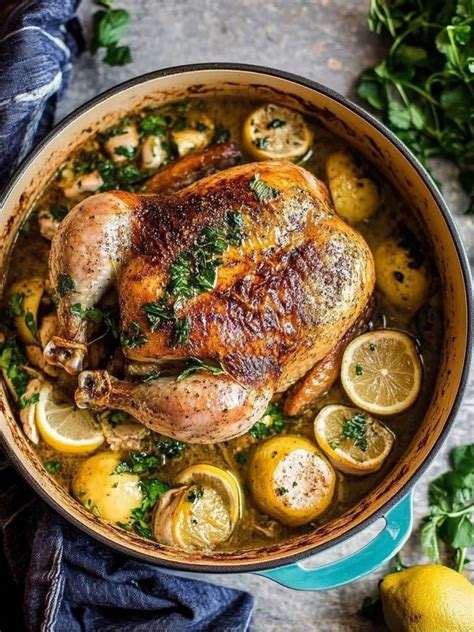 Lemon Herb Pot Roast Chicken